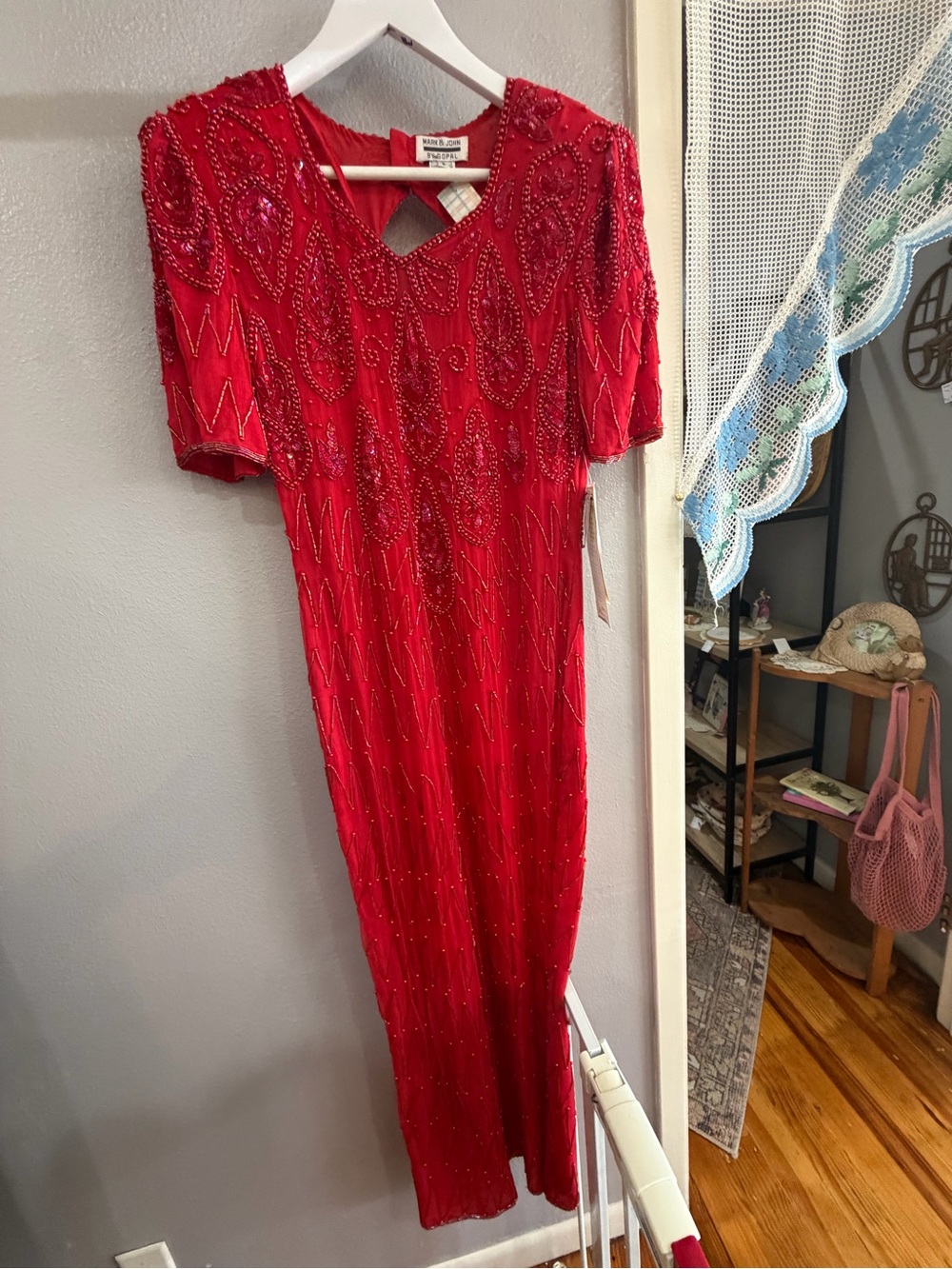 jcpenney Red Beaded Maxi Dress